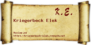 Kriegerbeck Elek névjegykártya